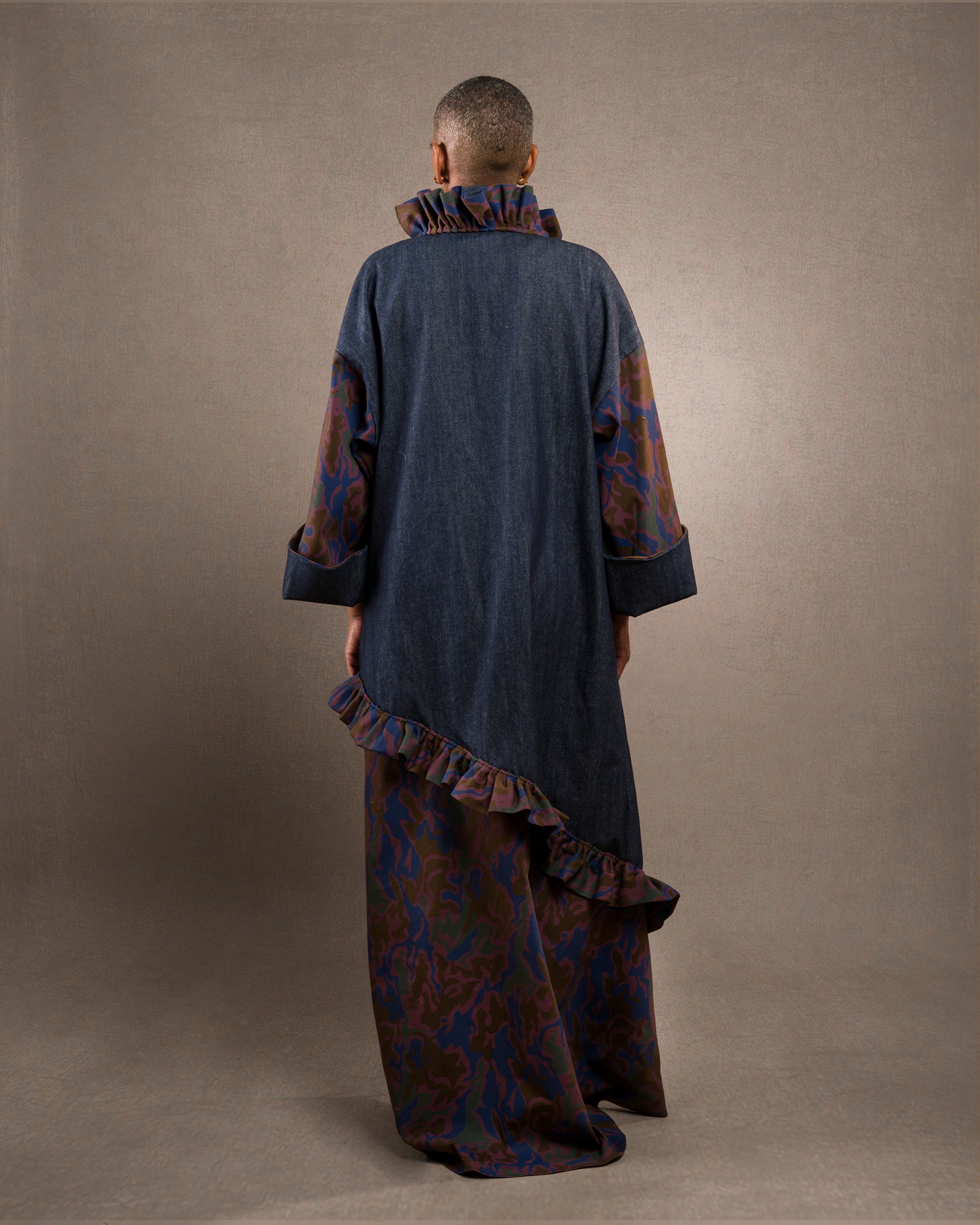 Ruffle Denim/Camo Kimono (One Size Fits All)