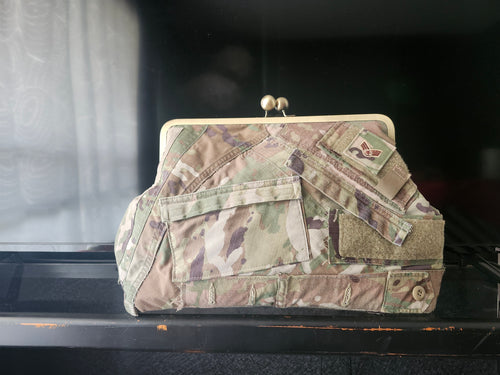 Authentic Light Green Camo Lock Kiss Clutch - XL -