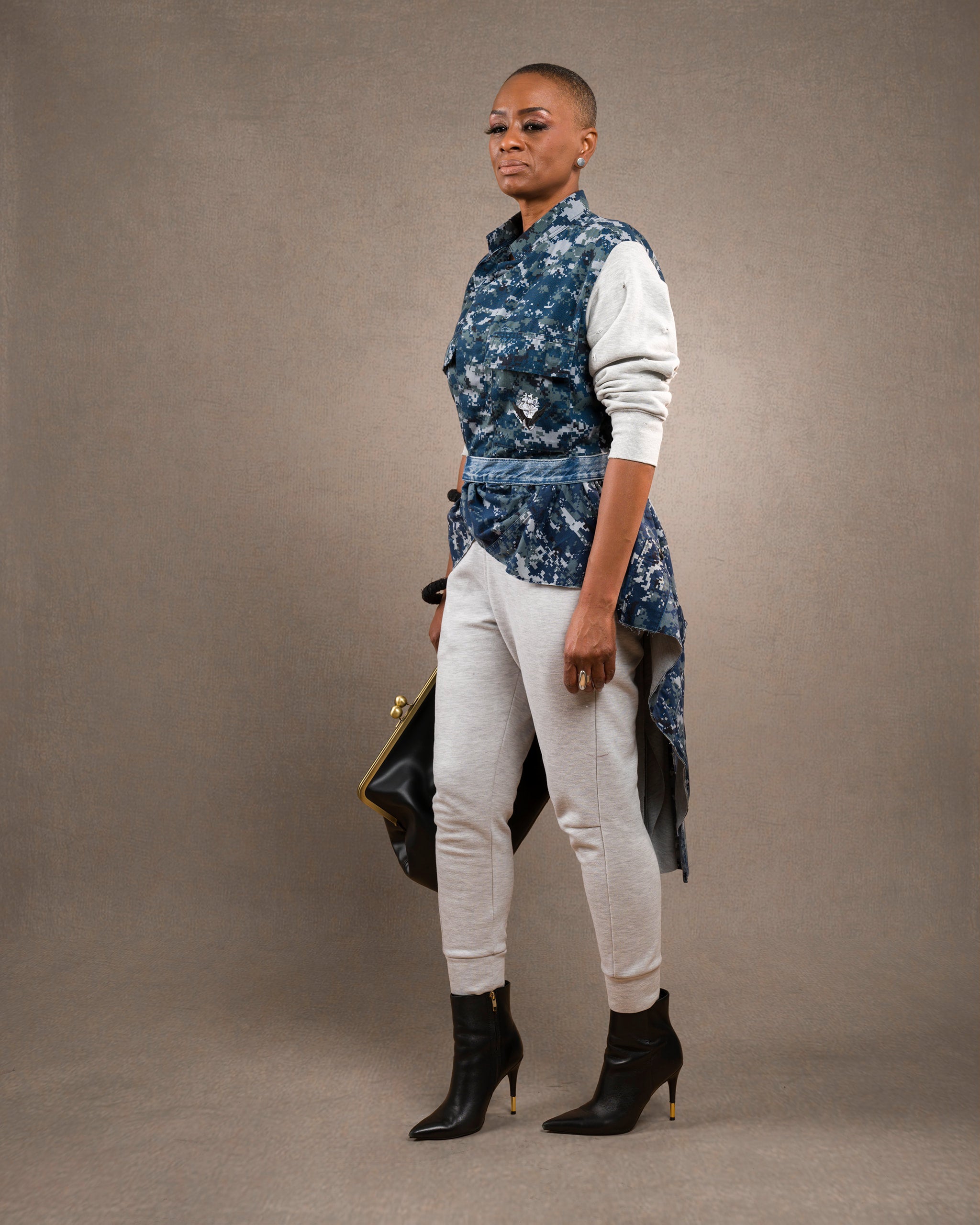 Camo and Sweatshirt Peplum Jacket - Small
