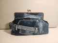 Patchwork Denim Lock Kiss Clutch - XL   PRE-ORDER