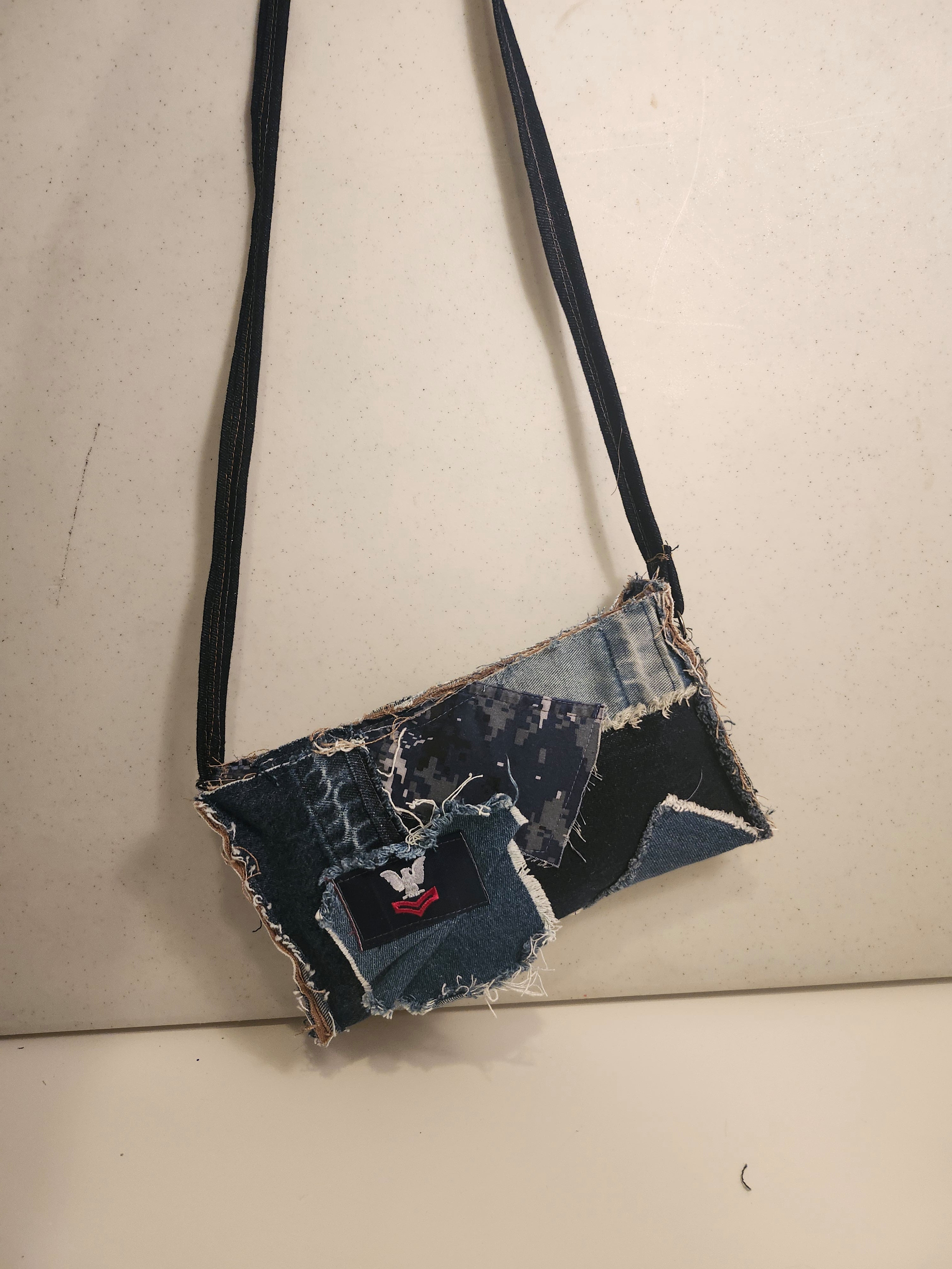 Denim & Camo Patchwork Crossbody – small