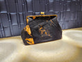 BLACK  SPLAT Denim Lock Kiss Clutch - XL   AVAILABLE