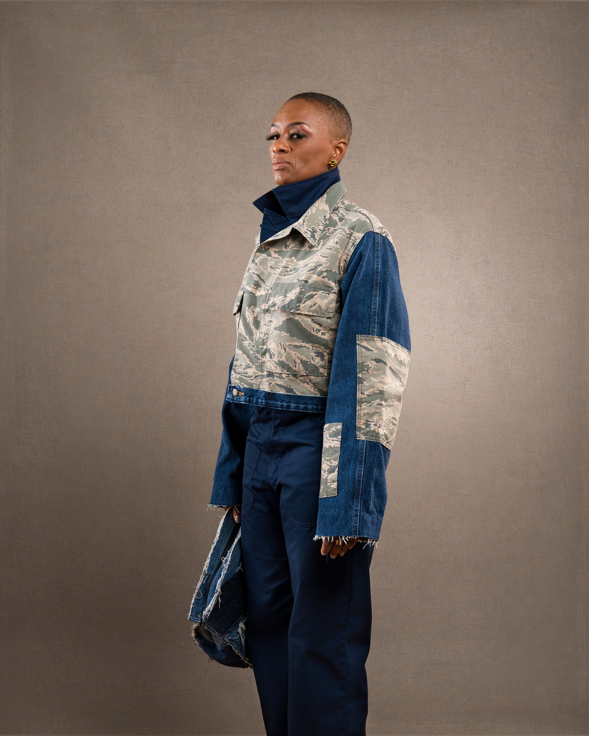 Camo and Denim Jacket - Medium